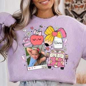 Custom School With Name Png, Add Your Photo Boys Girls Kids Coquette Png, Personalized Back To School Toddler Shirt Design, Digital File