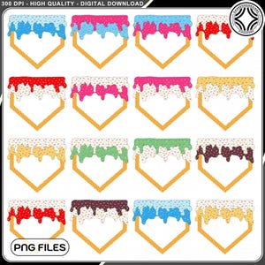 12 Waffle Home Plate Png Template Bundle, Baseball Home, Baseball Ice Cream Drip Png,Drippy Baseball Icecream Drip, Drip Plate, Digital File