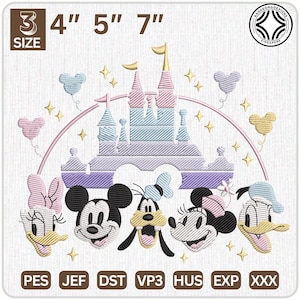 Magic Kingdom Embroidery Design, Castle With Friends Embroidery, Family Vacation Trip Embroidery File, Trendy Cartoon Embroidery