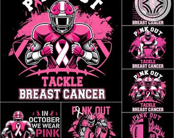6+ Football Breast Cancer Football Pink Out Png Bundle, Sport Breast Cancer Png, Pink Ribbon Png, Sport Pink Out Design
