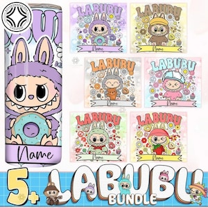 6 divertenti cartoni animati da 20 once, confezione di bicchieri sottili in formato PNG, nome personalizzato per bambini in formato PNG, design di personaggi dei cartoni animati rosa di tendenza, regalo perfetto per bambini