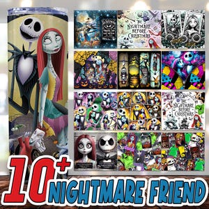 10+ Nightmare Halloween 20oz Skinny Tumbler Png Design, Halloween Friend 20oz Tumbler Png, Halloween Nightmare Png, Digital Download