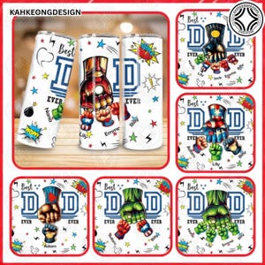 1-6 Hands Superhero Fist Bump Father&#39;s Day 20oz Tumbler Wrap Bundle, Dad Custom 20oz Tumbler, Super Father Tumbler Png, Digital File
