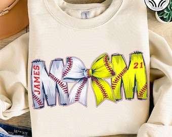 Aangepaste honkbalsoftbal mama png, shirt softbal moeder met kindernaam en rugnummer png, wedstrijddag png, honkbalcoquette, softbalstrik png