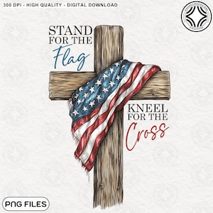 American Flag Cross Png, Christian 4th Of July Png, Faith Love Freedom, God Bless America, USA Fourth Of July Png, Independence Day Png