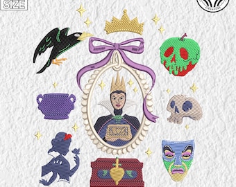 Villains Mirror Bow Embroidery Design, Queen Of Magical Coquette Embroidery Design, Magical Kingdom Embroidery Design, Instant Download