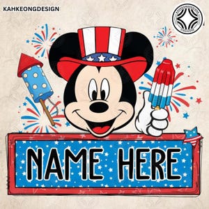 AANGEPASTE cartoon patriottische trio met naamplaatje PNG, 4 juli png, jongens meisje Americana png, Independence Day shirt design, digitaal bestand