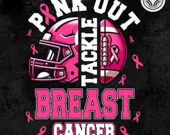 Breast Cancer Football Pink Out Png, Sport Breast Cancer Png, Pink Ribbon Png, Sport Pink Out Shirt Design, American Football Png