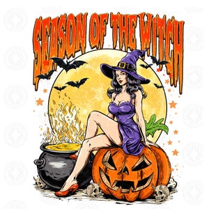 Retro Season Of The Witch Png, Girls Will Be Girls Png, Feeling Witchy Png, Girly Halloween Png, Witchy Vibes Png, Witches Halloween Png
