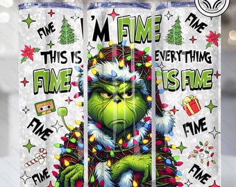Funny Christmas Thief Tumbler Wrap Png, Green Character Christmas 20 oz Skinny Tumbler Wrap Png, Christmas Character Tumbler Png