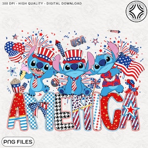 Girly USA Png, Blue Monster Retro America Png, Cartone animato 4 luglio Png, Cartone animato America Png, Giorno dell'Indipendenza Patriottica, Download istantaneo