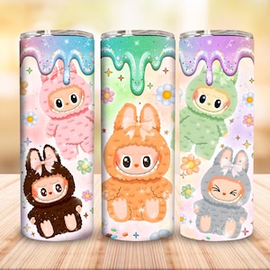 Funny Cartoon Character Wrap Design Png, Trending Pink Cartoon Character 20oz Skinny Tumbler PNG, Doll Cartoon 20oz Skinny Tumbler Wrap Png