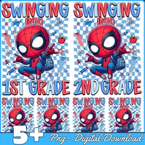 Back To School Png Bundle, Kindergarten 1st/2nd/3rd Grade, Grade School Png, Cartoon Superhero Png, First Day of School Shirt, Digital File