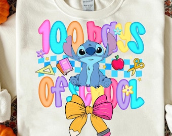 Blue Alien 100 Days of School png, preppy cartoon 100e dag ontwerp voor jongens meisjes, schattig leraar student shirt png, digitaal bestand