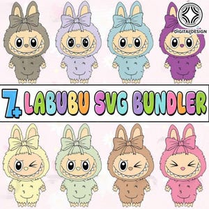 Monster stripfiguur SVG png-bundel, grappige cartoon png, perfect cadeau voor kinderen, coquette bow png, schattige pop voor kinderen meisjes png