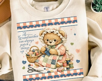 Oso PNG con marco ovalado estilo cottagecore, camiseta vintage de los 90 con diseño de abuela, diseño de oso de segunda mano, sublimación de camisetas