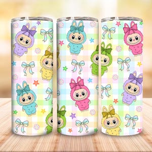 Funny Cartoon Character Wrap Design Png, Trending Pink Cartoon Character 20oz Skinny Tumbler PNG, Doll Cartoon 20oz Skinny Tumbler Wrap Png