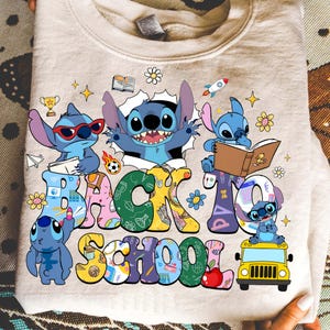 Trendy Cartoon Back To School Png, Lustige Kinder Back To School Png, Blauer Alien Charakter Png, Retro Jungen Mädchen Erster Schultag Png