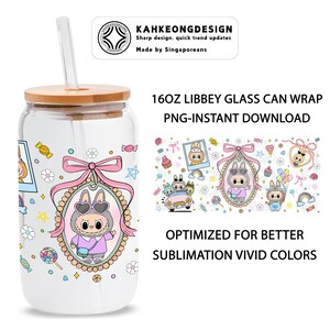 Cartoon 16oz Glass Can Wrap, Cartoon 16 oz Glass Can Png, 16 oz Libbey Glass Can Wrap, Cartoon 16 oz Tumbler Wrap Design, Sublimation File