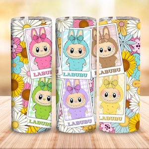 Regalo perfetto per bambini in formato PNG, bambola cartone animato da 20 once, tumbler sottile in formato PNG, tumbler da 20 once, personaggio dei cartoni animati rosa, download immediato