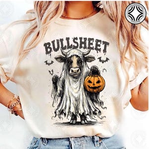Retro Bullsheet Halloween Png, Moo I Mean Boo Png, Funny Halloween Highland Cow Png, Trendy Cute Cow Shirt Design, Trick Or Treat Png