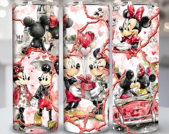 Mouse Movie Valentine 20oz Skinny Tumbler Designs, Mouse And Friends Valentine 20oz Tumbler Wrap Png, Friends Valentines Tumbler Wrap Png