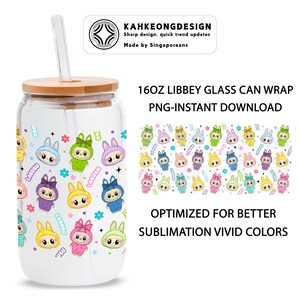 Cartoon 16oz Glass Can Wrap, Cartoon 16 oz Glass Can Png, 16 oz Libbey Glass Can Wrap, 16 oz Tumbler Wrap Png, Sublimation Design