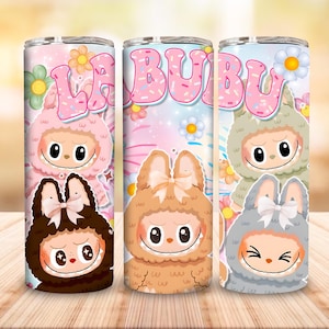 Doll Cartoon 20oz Skinny Tumbler Wrap Png, Cartoon 20oz Tumbler Wrap, Perfect Gift for Kids Png, Trending Pink Cartoon Character Design