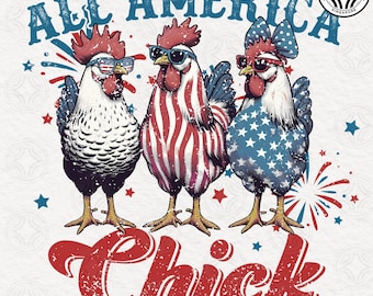 All America Chick Png, American 4th Of July Png, Patriotic America Chicken Png, USA Chick Png, Retro American Funny Png, Digital File