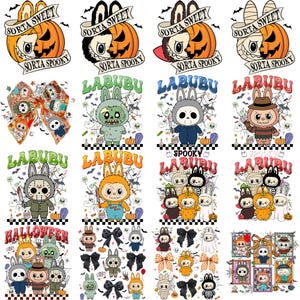 15+ Cute Spooky Doll Monster Characters Bundle Png, Monster Doll Horror Png, Pumpkin Doll For Kids Girls Png, Halloween Monster Dolls Png