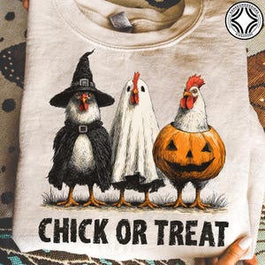 Retro Halloween Chicken Png, Chick Or Treat Png, Funny Spooky Chicken Png, Trendy Halloween Shirt Design, Spooky Season Png, Pumpkin Png