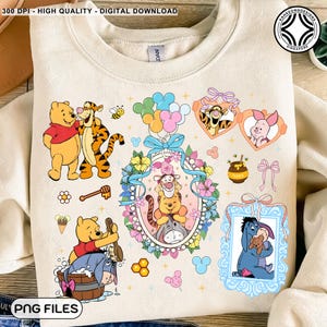 Cartoon Coquette Bow Png, Magical Kingdom, Boy Girl Birthday Trip Png, Trendy Cartoon Magical Mirror Bow Png, Cartoon Bear and Friends Png