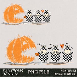 Trendy Halloween Pumpkin Chasing Dolls Cartoon Ghost, Halloween Costume Png, Spooky Season,Fall Vibes,Funny Halloween Boo Ghost Shirt Design