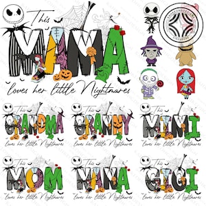Paquete personalizado de Halloween Horror Mama Gigi Png, Esta mamá ama sus pesadillas Png, Regalo de Halloween personalizado Png, Asesinos de Halloween Png