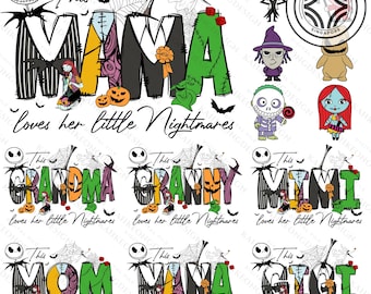 CUSTOM Halloween Horror Mama Gigi Bundle Png, This Mama Love Her Nightmares Png, Custom Halloween Gift Png, Halloween Killers Png