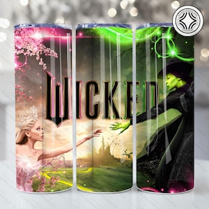 Witch Changed For Good 20oz Skinny Tumbler Png, Witches Movie 20oz Tumbler Wrap Png, Pink Goes Good With Green Tumbler Png