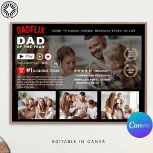 Happy Father’s Day Png, Customize Dadflix Canva Template, Gift For Grandpa Png, Canva Editable, Father and Children Png, Digital Download