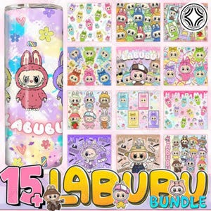 Bundle tendance personnage rose 20 oz emballage gobelet maigre PNG, emballage de carte de tarot personnage de dessin animé drôle conception png, cadeau pour enfant png