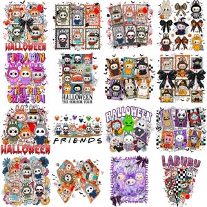 15+ Cute Spooky Doll Monster Characters Bundle Png, Pumpkin Doll For Kids Girls Png, Monster Doll Horror Png, Halloween Monster Dolls Png
