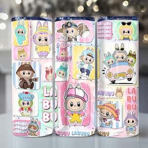 Puppenkarikatur 20oz Skinny Tumbler Wrap, lustiges Comic Wrap Design, Trending Cartoon Freunde Charakter 20oz Skinny Tumbler PNG