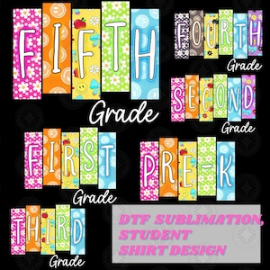 Neon Back to School PNG Bundle, Coquette Floral Kindergarten Pre-K 1st 2nd 3rd 4th Grade Png, Hand Drawn, Girly Pink Bow, Colorful, Smiley