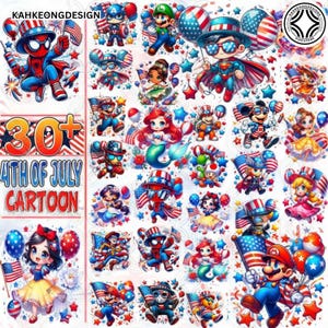 Oltre 30 divertenti cartoni animati per il 4 luglio in formato PNG, cartoni animati per il Giorno dell'Indipendenza in formato PNG, 4 luglio in formato PNG, design per il 4 luglio, America in formato PNG, file digitale