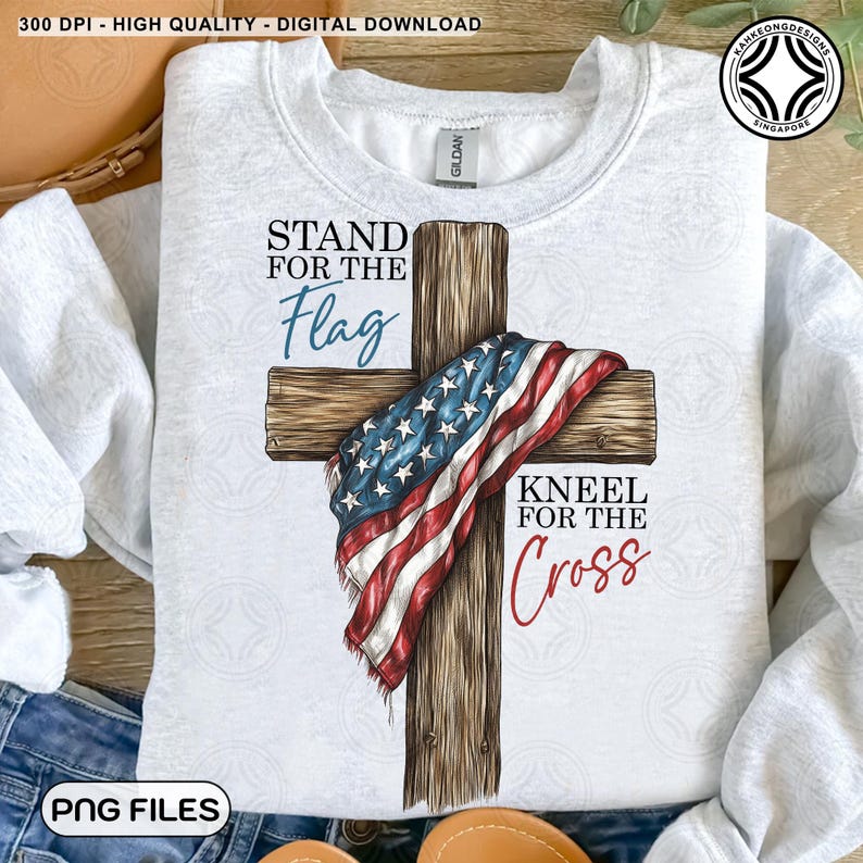 American Flag Cross Png, Christian 4th Of July Png, Faith Love Freedom, God Bless America, USA Fourth Of July Png, Independence Day Png image 2