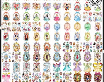 Paquete de más de 100 personajes PNG de la Princesa Coquette Mirror, archivos digitales del lazo de la Princesa Coquette, viaje familiar PNG, amigos de dibujos animados divertidos PNG