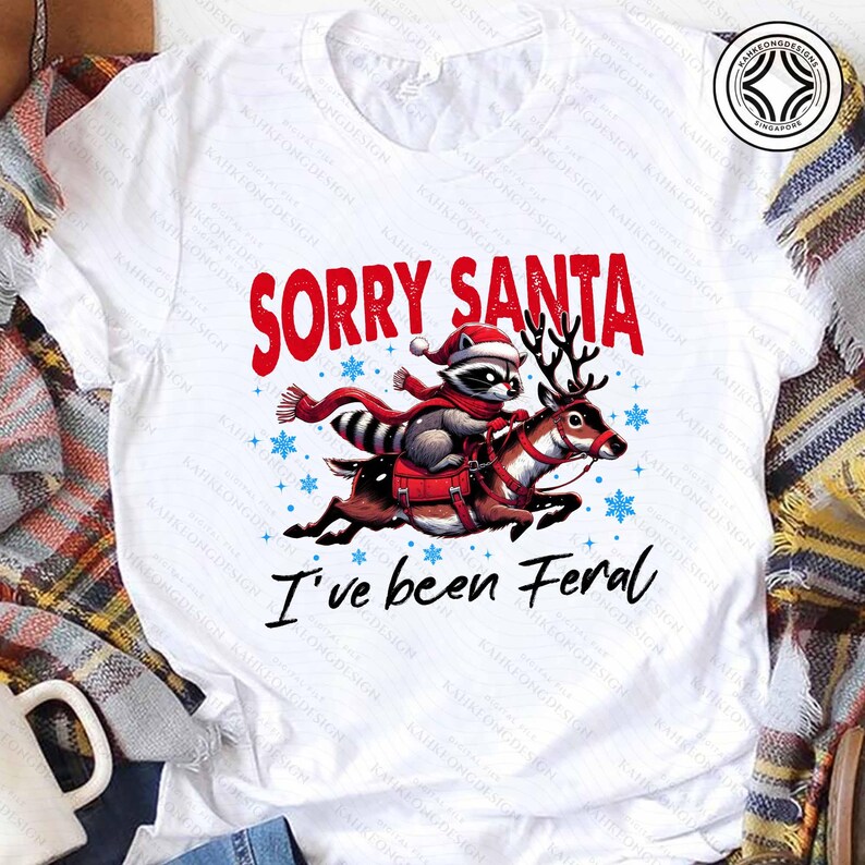 Funny Sorry Santa Png, Christmas Feral Girl Png, Retro Christmas