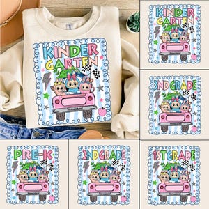 Cartoon School Grade Png Bundle, Back To School 1st/2nd/3rd Grade Png, Retro School Designs, Monster Doll Toy Teacher Png