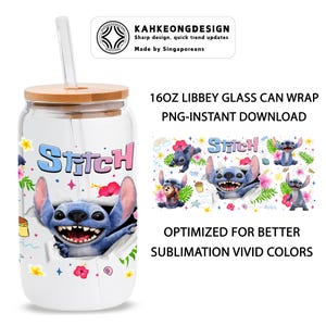 Blue Monster Character 16oz Glass Can Wrap, Cartoon 16 oz Glass Can Png, 16 oz Libbey Glass Can Wrap, 16 oz Tumbler Wrap Pngs