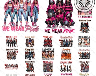 25+ Thug Life Horror Movie Girl Png Bundle, Movie Killer Png, Scary Halloween Png, Horror Friend Png, Halloween Vibes Png