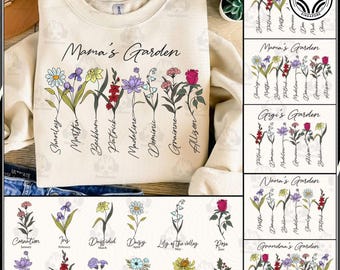 Grandma's Garden Png, Custom Birthflower Png, Love Grows Here Png, Personalize Grandma Png Bundle, Mothers Day Png, Custom Kids Name Png