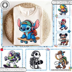 Lot de 7 dessins animés pour la rentrée des classes, dessin animé personnage png, premier jour d'école png, amis dessin animé png, cadeau pour enfants, téléchargement immédiat